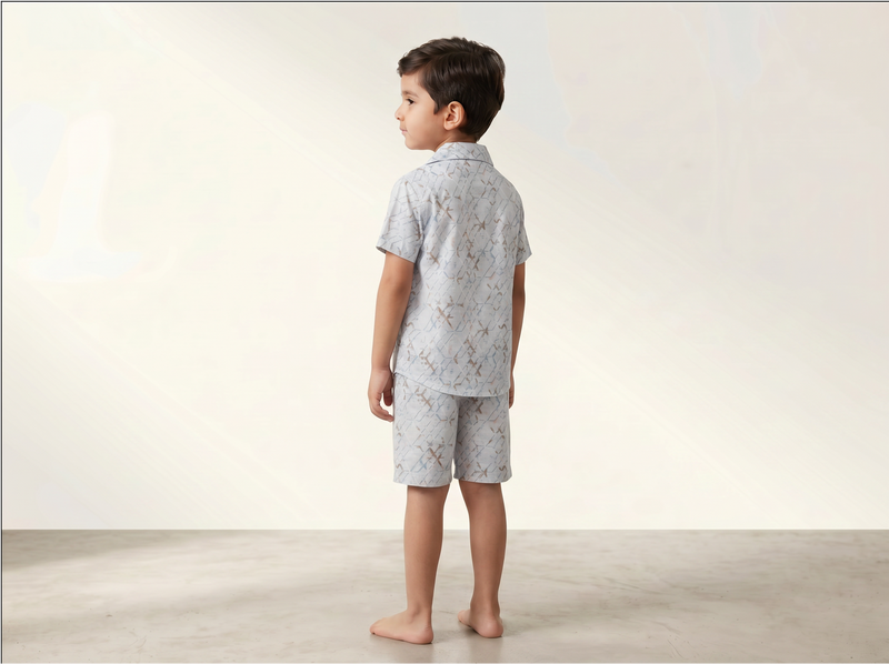 Button T-shirt with Shorts for Kids