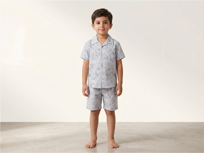 Button T-shirt with Shorts for Kids