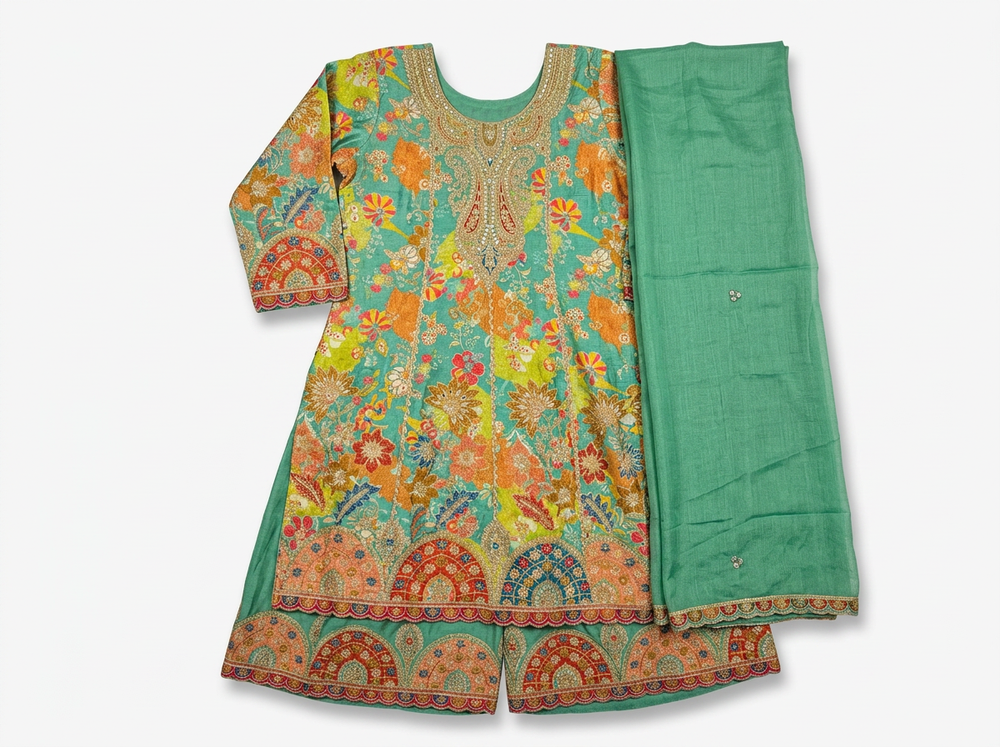 3 Piece Kurti for Women Green