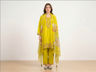 3 Piece Yellow Kurti for Women