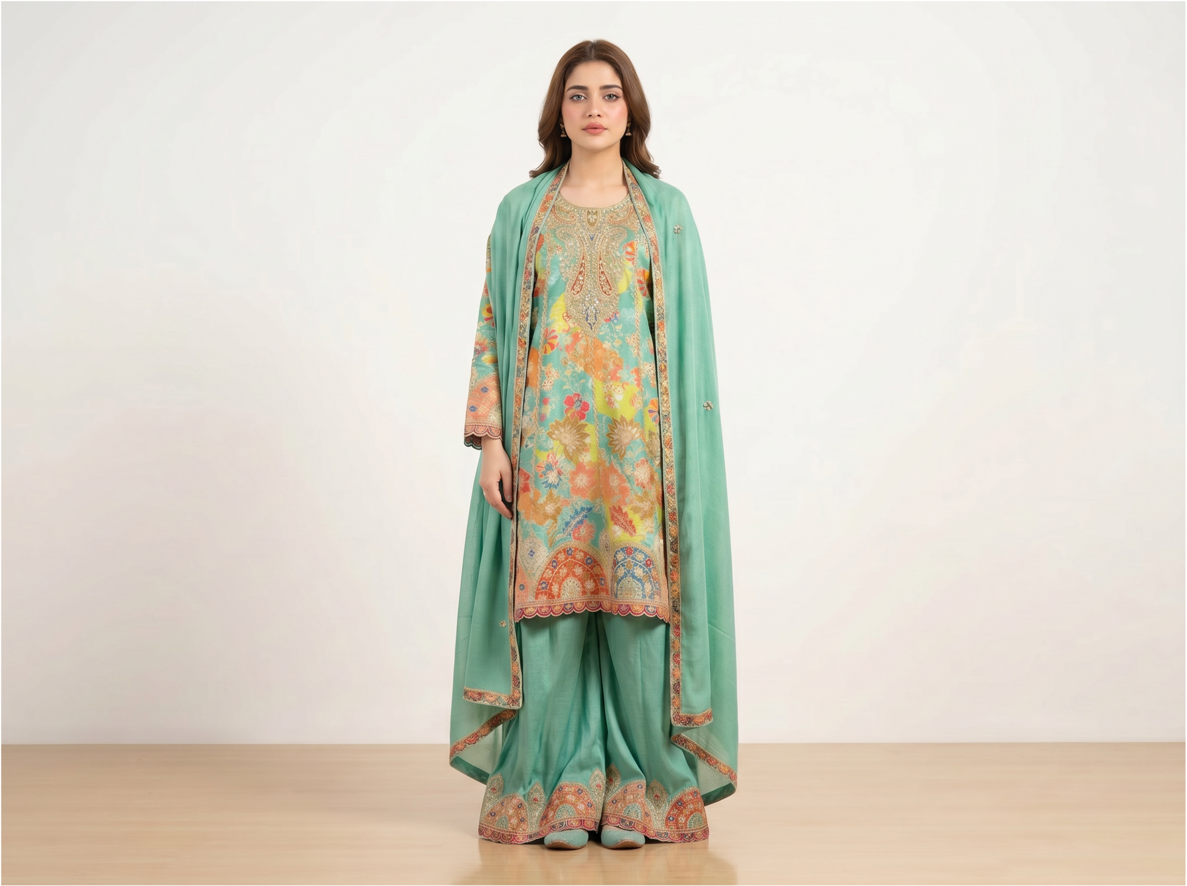 3 Piece Kurti for Women Green