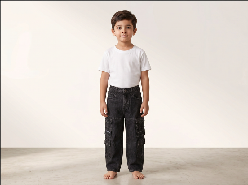 Black Cargo Jeans for Kids