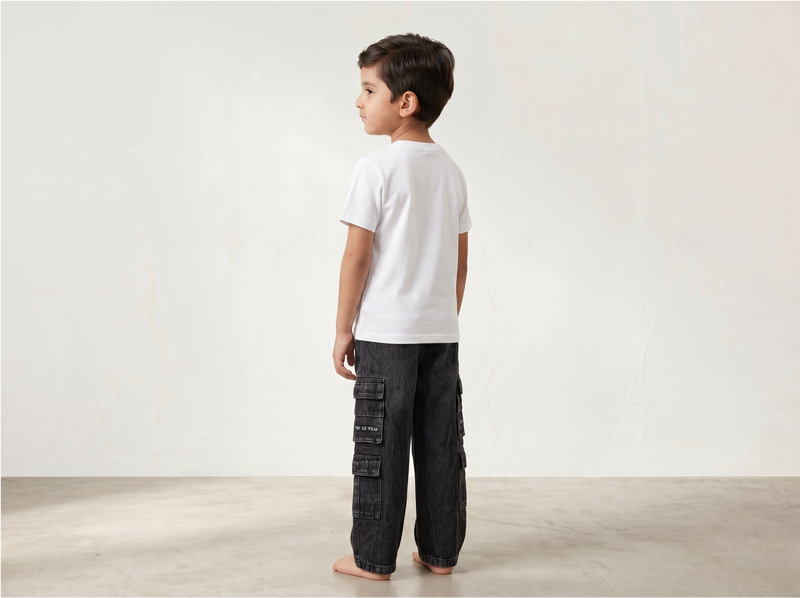Black Cargo Jeans for Kids