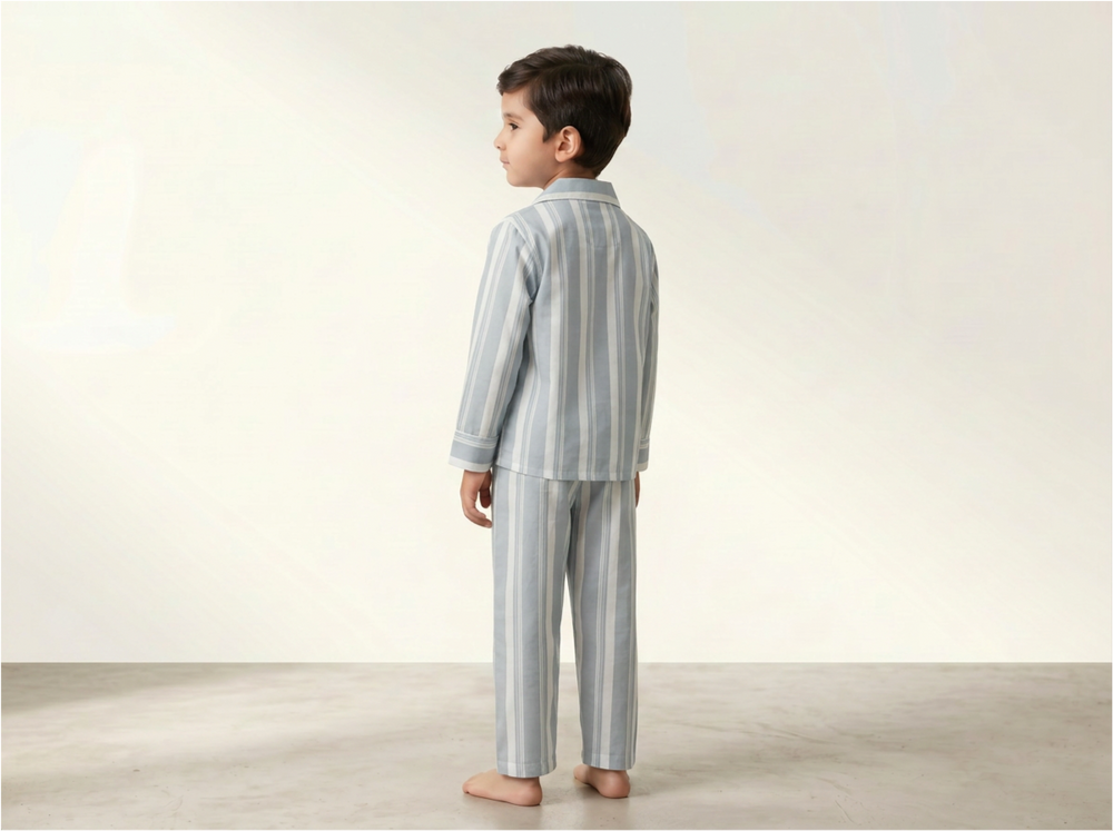 Light Blue Striped Nightsuit for Kids