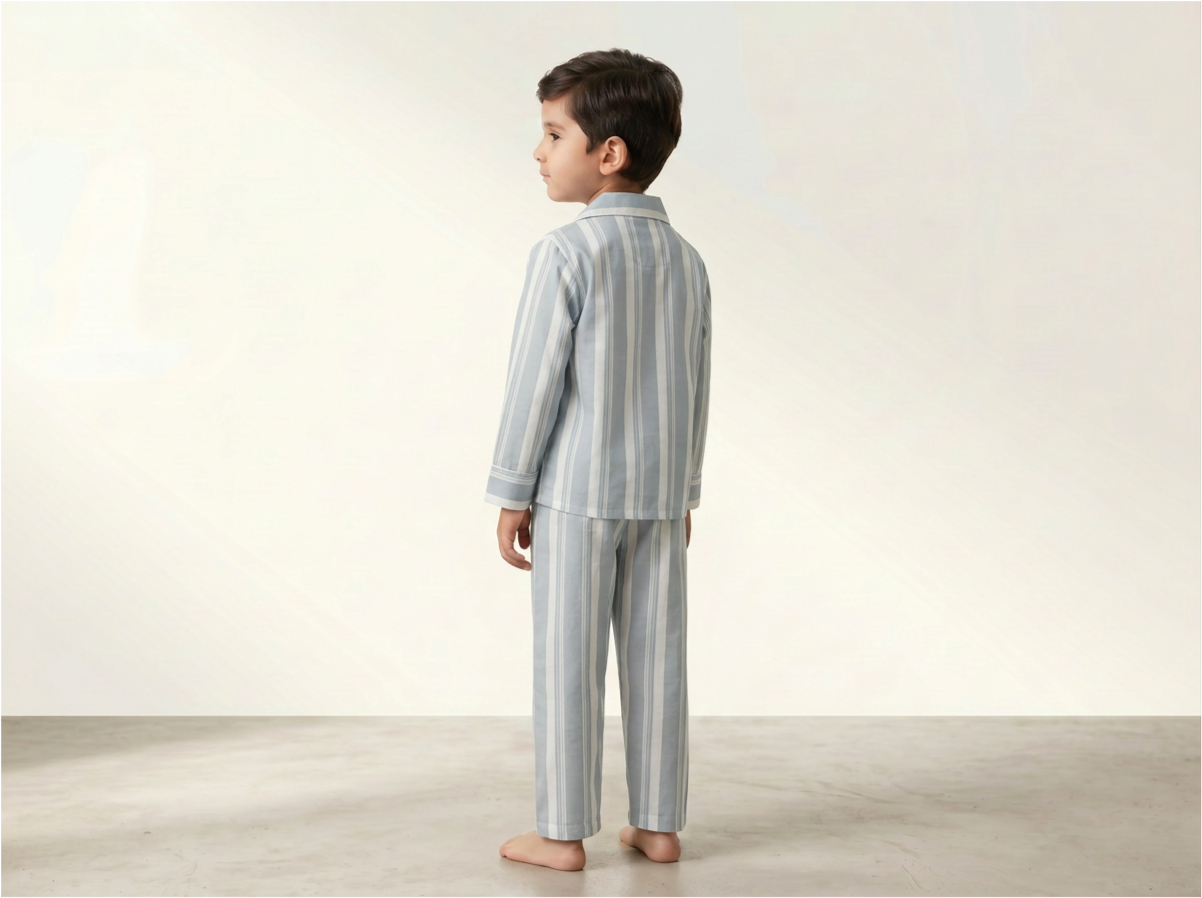 Light Blue Striped Nightsuit for Kids