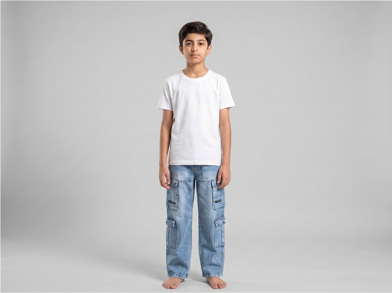 GK Wear Blue Cargo Pants for Boys