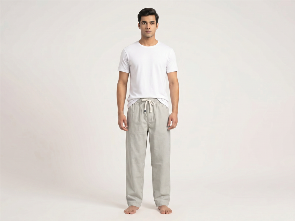 Beige Striped Trouser for Men